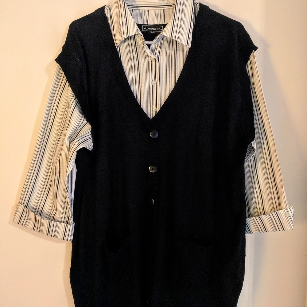 Elementz ⭐Two One Black Shirt Knit Top 1X